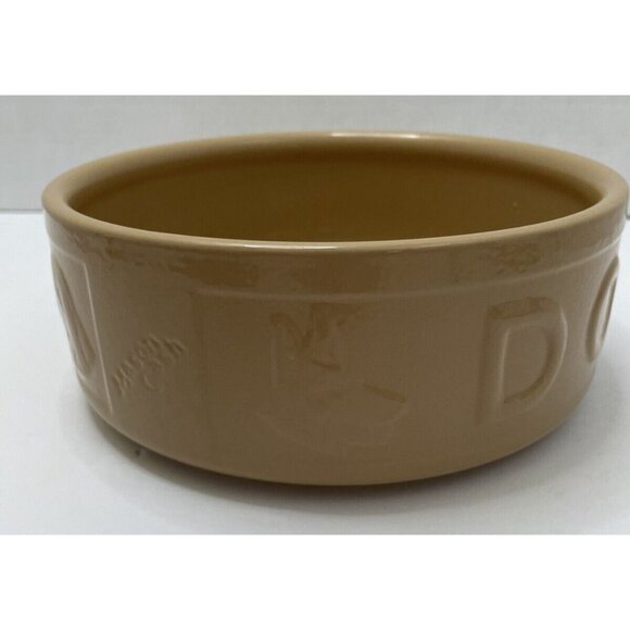 Mason Cash Embossed 8" Heavy Crock Ceramic Dog Bowl Food or Water Tan - EUC - Picture 3 of 8